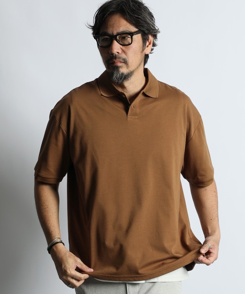 The DUFFER of ST.GEORGE（ザダファーオブセントジョージ）の「COOLMAX 2LAYERS PLATING POLO：2層構造 吸水速乾クールマックス リラックス ポロ（ポロシャツ・メンズ・ブルーグレー/ブラウン/ライトグレー/ブラック・X-LARGE/LARGE/MEDIUM）」の11枚目の写真
