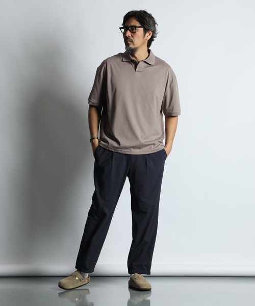 The DUFFER of ST.GEORGE（ザダファーオブセントジョージ）の「COOLMAX 2LAYERS PLATING POLO：2層構造 吸水速乾クールマックス リラックス ポロ（ポロシャツ・メンズ・ブルーグレー/ブラウン/ライトグレー/ブラック・X-LARGE/LARGE/MEDIUM）」の8枚目の写真