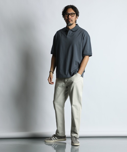 The DUFFER of ST.GEORGE（ザダファーオブセントジョージ）の「COOLMAX 2LAYERS PLATING POLO：2層構造 吸水速乾クールマックス リラックス ポロ（ポロシャツ・メンズ・ブルーグレー/ブラウン/ライトグレー/ブラック・X-LARGE/LARGE/MEDIUM）」の10枚目の写真
