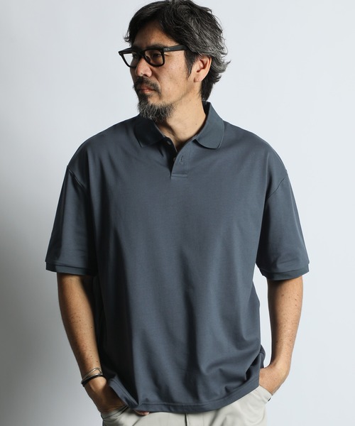 The DUFFER of ST.GEORGE（ザダファーオブセントジョージ）の「COOLMAX 2LAYERS PLATING POLO：2層構造 吸水速乾クールマックス リラックス ポロ（ポロシャツ・メンズ・ブルーグレー/ブラウン/ライトグレー/ブラック・X-LARGE/LARGE/MEDIUM）」の9枚目の写真