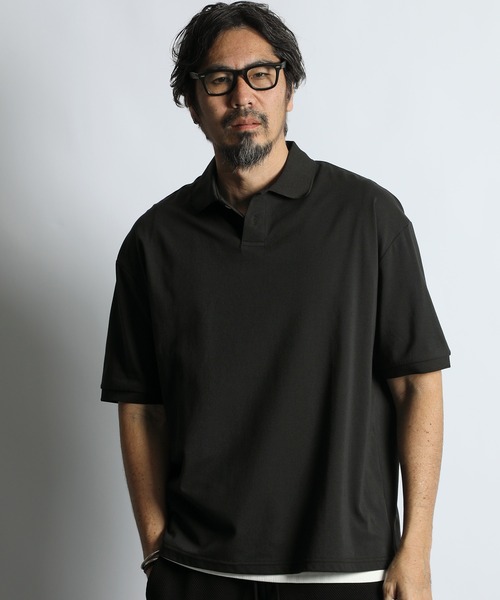 The DUFFER of ST.GEORGE（ザダファーオブセントジョージ）の「COOLMAX 2LAYERS PLATING POLO：2層構造 吸水速乾クールマックス リラックス ポロ（ポロシャツ・メンズ・ブルーグレー/ブラウン/ライトグレー/ブラック・X-LARGE/LARGE/MEDIUM）」の6枚目の写真