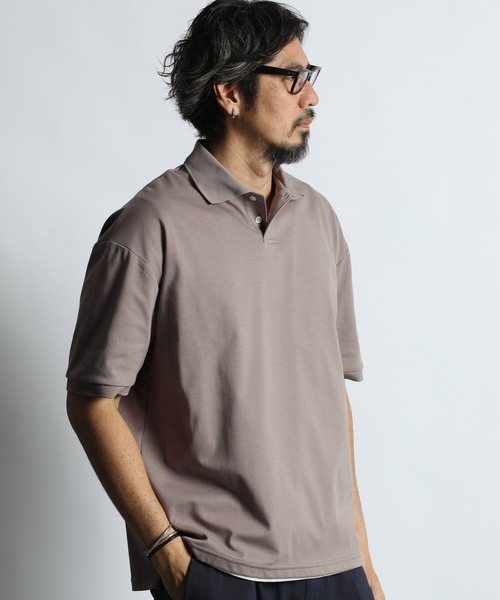 The DUFFER of ST.GEORGE（ザダファーオブセントジョージ）の「COOLMAX 2LAYERS PLATING POLO：2層構造 吸水速乾クールマックス リラックス ポロ（ポロシャツ・メンズ・ブルーグレー/ブラウン/ライトグレー/ブラック・X-LARGE/LARGE/MEDIUM）」の5枚目の写真