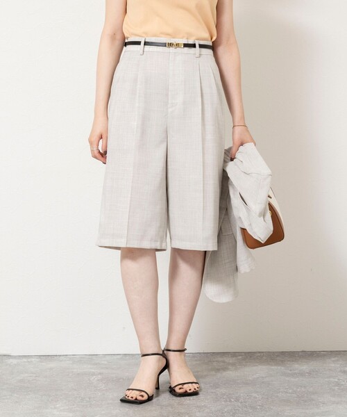 NOLLEY’S Sophi（ノーリーズソフィ）の「《セットアップ対応》ウォッシャブルリネンライクシアーボイルハーフパンツ（その他パンツ・レディース・ダークブラウン/グレイッシュベージュ・36/38/34）」の2枚目の写真