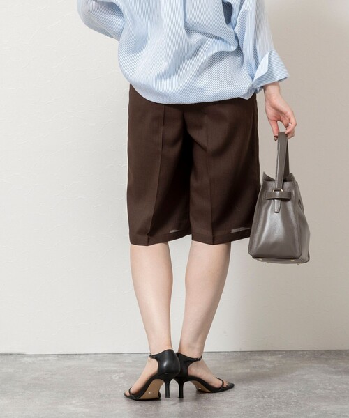 NOLLEY’S Sophi（ノーリーズソフィ）の「《セットアップ対応》ウォッシャブルリネンライクシアーボイルハーフパンツ（その他パンツ・レディース・ダークブラウン/グレイッシュベージュ・36/38/34）」の15枚目の写真