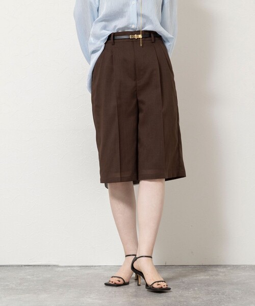 NOLLEY’S Sophi（ノーリーズソフィ）の「《セットアップ対応》ウォッシャブルリネンライクシアーボイルハーフパンツ（その他パンツ・レディース・ダークブラウン/グレイッシュベージュ・36/38/34）」の13枚目の写真