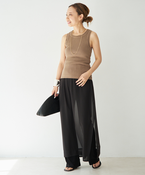Deuxieme Classe(ドゥーズィエムクラス)の「*Rayon リブパンツ(その他パンツ・レディース・ブラック/チャコールグレー・FREE)」の7枚目の写真