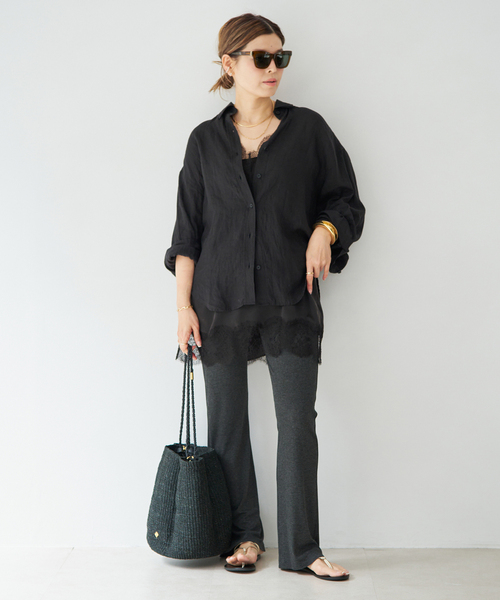 Deuxieme Classe(ドゥーズィエムクラス)の「*Rayon リブパンツ(その他パンツ・レディース・ブラック/チャコールグレー・FREE)」の11枚目の写真