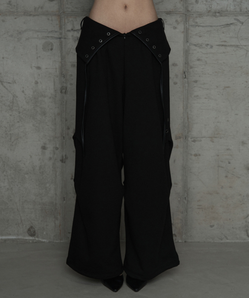 ETRE AU SOMMET(エトレオソメ)の「Double Rib Pintuck Training Pants (Black)(スウェットパンツ・レディース・ブラック・FREE)」の1枚目の写真