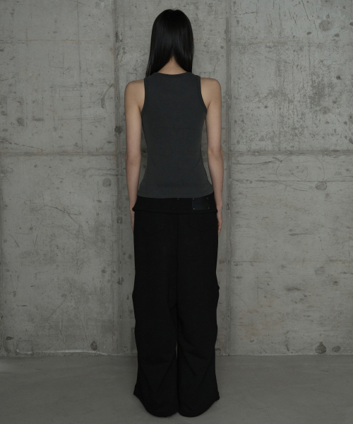 ETRE AU SOMMET(エトレオソメ)の「Double Rib Pintuck Training Pants (Black)(スウェットパンツ・レディース・ブラック・FREE)」の6枚目の写真