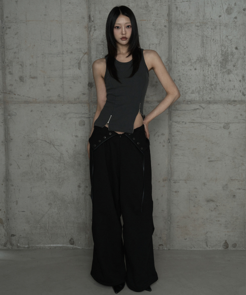 ETRE AU SOMMET(エトレオソメ)の「Double Rib Pintuck Training Pants (Black)(スウェットパンツ・レディース・ブラック・FREE)」の7枚目の写真
