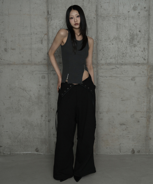 ETRE AU SOMMET(エトレオソメ)の「Double Rib Pintuck Training Pants (Black)(スウェットパンツ・レディース・ブラック・FREE)」の8枚目の写真