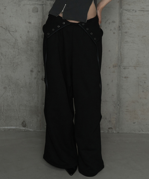 ETRE AU SOMMET(エトレオソメ)の「Double Rib Pintuck Training Pants (Black)(スウェットパンツ・レディース・ブラック・FREE)」の9枚目の写真