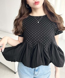 裾ウェーブバルーン半袖Tシャツ