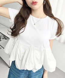 裾ウェーブバルーン半袖Tシャツ