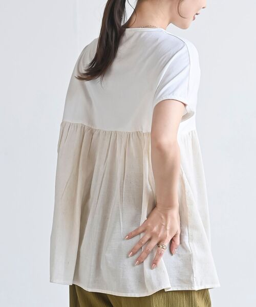 rps(アールピーエス)の「カット×布帛切替T(Tシャツ/カットソー・レディース・ベージュ/チャコールグレー/オフホワイト・フリー)」の10枚目の写真