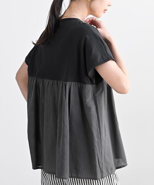 rps(アールピーエス)の「カット×布帛切替T(Tシャツ/カットソー・レディース・ベージュ/チャコールグレー/オフホワイト・フリー)」の18枚目の写真