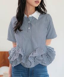 バイカラー」に該当するシャツ/ブラウス（ブルー・ネイビー/青色系