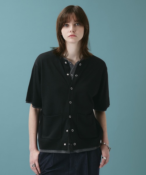 SELLE GLANT(セレグランテ)の「LAYERED LIKE CREW NECK KNIT SHIRT / レイヤードライククルーネックニットシャツ(Tシャツ/カットソー・メンズ・ブラック×ブルー/ネイビー/ブラック×グレー・LARGE/MEDIUM/SMALL)」の22枚目の写真
