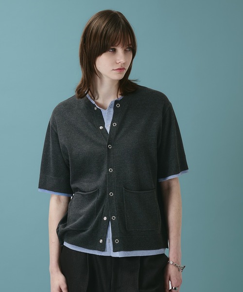 SELLE GLANT(セレグランテ)の「LAYERED LIKE CREW NECK KNIT SHIRT / レイヤードライククルーネックニットシャツ(Tシャツ/カットソー・メンズ・ブラック×ブルー/ネイビー/ブラック×グレー・LARGE/MEDIUM/SMALL)」の5枚目の写真