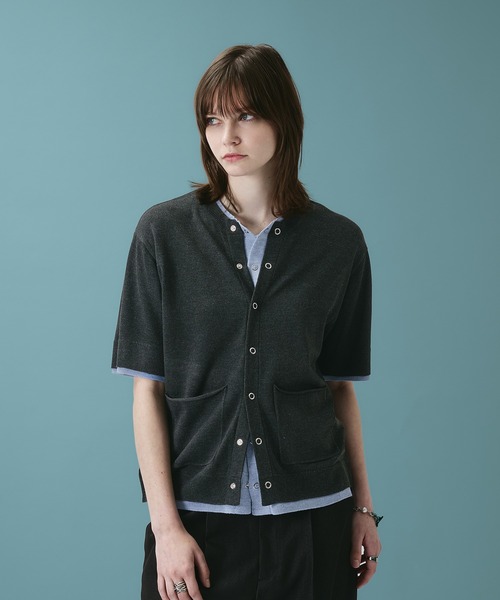 SELLE GLANT(セレグランテ)の「LAYERED LIKE CREW NECK KNIT SHIRT / レイヤードライククルーネックニットシャツ(Tシャツ/カットソー・メンズ・ブラック×ブルー/ネイビー/ブラック×グレー・LARGE/MEDIUM/SMALL)」の6枚目の写真