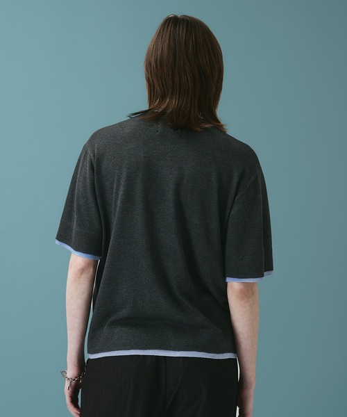 SELLE GLANT(セレグランテ)の「LAYERED LIKE CREW NECK KNIT SHIRT / レイヤードライククルーネックニットシャツ(Tシャツ/カットソー・メンズ・ブラック×ブルー/ネイビー/ブラック×グレー・LARGE/MEDIUM/SMALL)」の8枚目の写真
