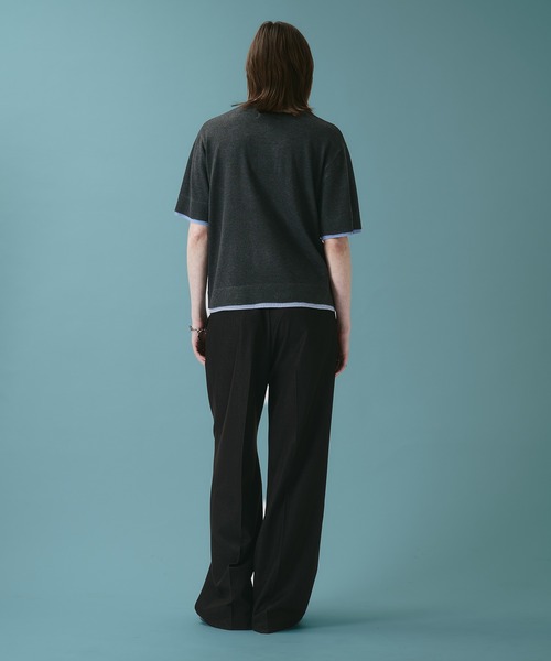 SELLE GLANT(セレグランテ)の「LAYERED LIKE CREW NECK KNIT SHIRT / レイヤードライククルーネックニットシャツ(Tシャツ/カットソー・メンズ・ブラック×ブルー/ネイビー/ブラック×グレー・LARGE/MEDIUM/SMALL)」の15枚目の写真