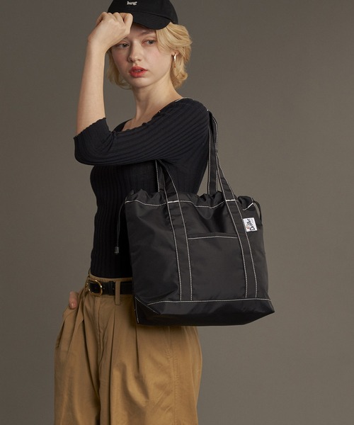 Drifter(ドリフター)の「BUCKEYE DRAWSTRING TOTE M/バックアイドローストリングトート(Mサイズ)(トートバッグ・レディース・ブラック/ベージュ系その他/レオパード/ダークグリーン系/チャコールグレー×ブラック・FREE)」の8枚目の写真