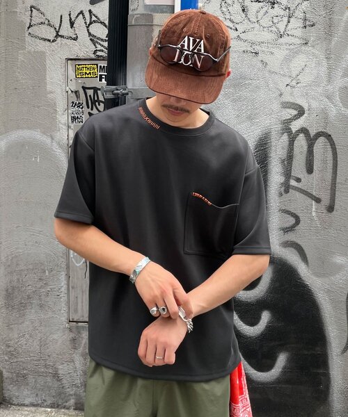 CIAOPANIC(チャオパニック)の「ハンドステッチポンチTシャツ(Tシャツ/カットソー・メンズ・グレー/チャコールグレー・MEDIUM/LARGE)」の9枚目の写真