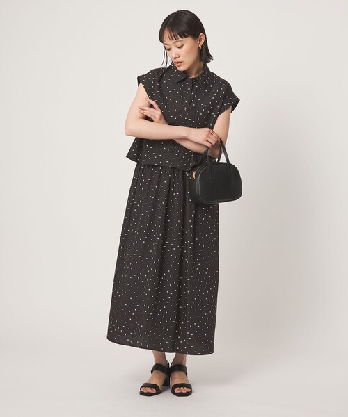 green label relaxing（グリーンレーベルリラクシング）の「フレンチスリーブ ワンピース（ワンピース・レディース・その他1/モカ/ダークグレー・FREE）」の4枚目の写真