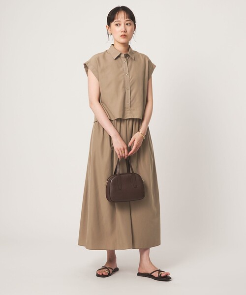 green label relaxing（グリーンレーベルリラクシング）の「フレンチスリーブ ワンピース（ワンピース・レディース・その他1/モカ/ダークグレー・FREE）」の9枚目の写真