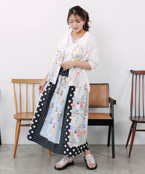 ScoLar(スカラー)の「162684:デザート×気球×ドット柄スカート(スカート・レディース・ネイビー/ブラック・M)」の3枚目の写真