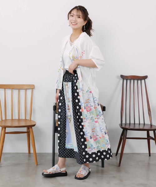 ScoLar(スカラー)の「162684:デザート×気球×ドット柄スカート(スカート・レディース・ネイビー/ブラック・M)」の4枚目の写真