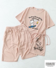PEANUTS（ピーナッツ）の「PEANUTS プリントドライワッフル上下セット 半袖（ルームウェア/パジャマ）」