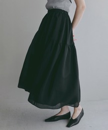 SHEER GATHERED FLARE SKIRT