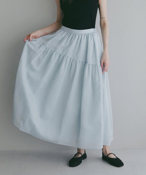 MANOF(マノフ)の「SHEER GATHERED FLARE SKIRT(スカート・レディース・ホワイト/ライトブルー/ブラック・S/M)」の20枚目の写真