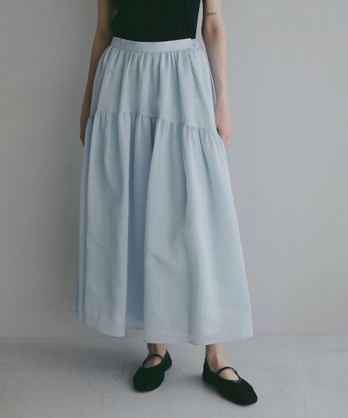 MANOF(マノフ)の「SHEER GATHERED FLARE SKIRT(スカート・レディース・ホワイト/ライトブルー/ブラック・S/M)」の21枚目の写真