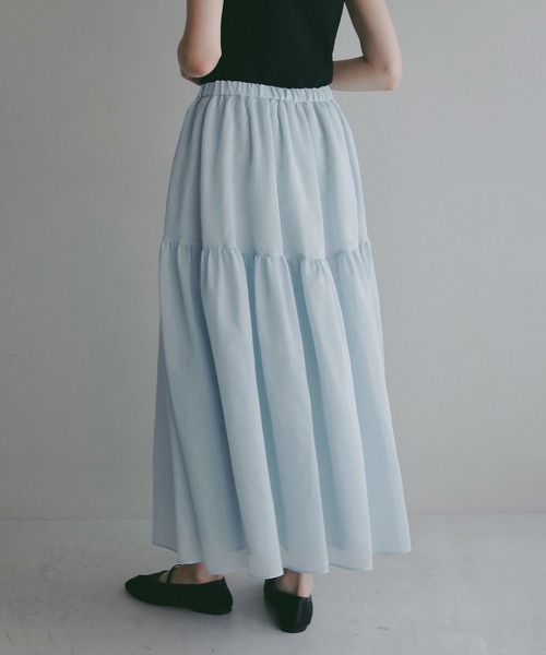 MANOF(マノフ)の「SHEER GATHERED FLARE SKIRT(スカート・レディース・ホワイト/ライトブルー/ブラック・S/M)」の22枚目の写真