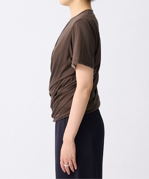 SATORU SASAKI(サトルササキ)の「【SATORU SASAKI/サトルササキ】DOUBLE-T-SHIRT/ダブルドレープTシャツ(Tシャツ/カットソー・レディース・ホワイト/ピンク・2)」の5枚目の写真