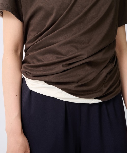 SATORU SASAKI(サトルササキ)の「【SATORU SASAKI/サトルササキ】DOUBLE-T-SHIRT/ダブルドレープTシャツ(Tシャツ/カットソー・レディース・ホワイト/ピンク・2)」の9枚目の写真