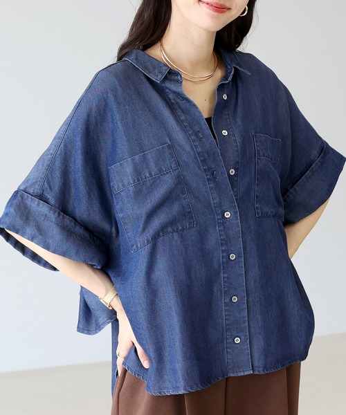 Aletta vita(アレッタビータ)の「テンセルデニムバックフリル前開きブラウス(シャツ/ブラウス・レディース・インディゴブルー・M)」の20枚目の写真