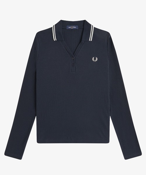 FRED PERRY(フレッドペリー)の「Twin Tipped Ribbed Polo Shirt/ツインティップリブポロシャツ(ポロシャツ・レディース・ネイビー/ベージュ・10/8)」の13枚目の写真