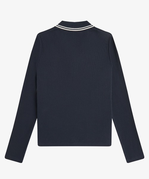 FRED PERRY(フレッドペリー)の「Twin Tipped Ribbed Polo Shirt/ツインティップリブポロシャツ(ポロシャツ・レディース・ネイビー/ベージュ・10/8)」の3枚目の写真