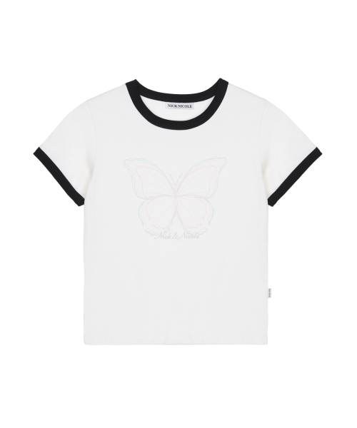 NICK&NICOLE(ニックアンドニコール)の「BUTTERFLY GRAPHIC RINGER TOP_IVORY(Tシャツ/カットソー・レディース・その他・FREE)」の1枚目の写真
