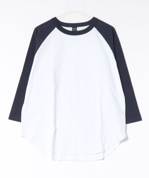 sunny branch(サニーブランチ)の「★ミドルウエイト天竺 ラグラン8分袖Tシャツ(Tシャツ/カットソー・メンズ・ホワイト×ネイビー/ホワイト×ブルー・MEDIUM)」の2枚目の写真
