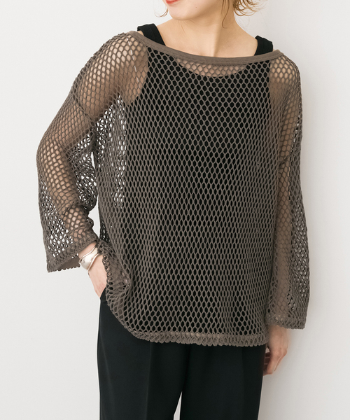 Spick & Span(スピックアンドスパン)の「《追加》ACASAM / アカサム メッシュプルオーバー(Tシャツ/カットソー・レディース・カーキ/アイボリー・FREE)」の2枚目の写真