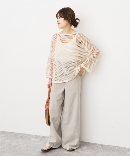 Spick & Span(スピックアンドスパン)の「《追加》ACASAM / アカサム メッシュプルオーバー(Tシャツ/カットソー・レディース・カーキ/アイボリー・FREE)」の3枚目の写真