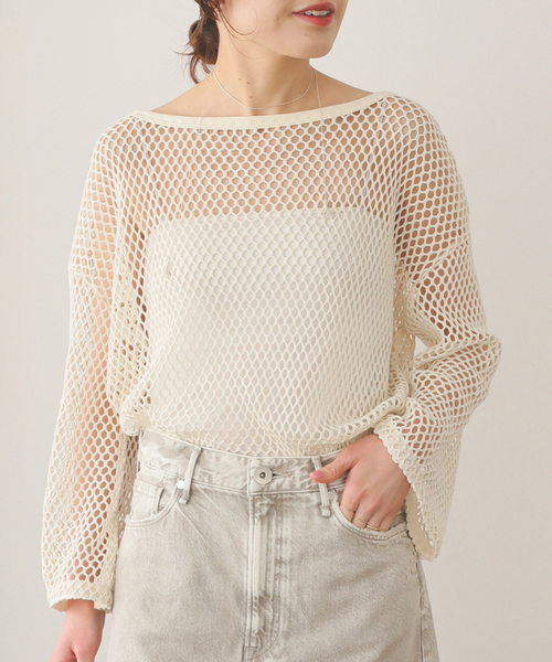 Spick & Span(スピックアンドスパン)の「《追加》ACASAM / アカサム メッシュプルオーバー(Tシャツ/カットソー・レディース・カーキ/アイボリー・FREE)」の5枚目の写真