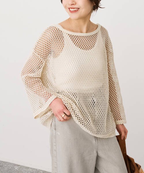 Spick & Span(スピックアンドスパン)の「《追加》ACASAM / アカサム メッシュプルオーバー(Tシャツ/カットソー・レディース・カーキ/アイボリー・FREE)」の6枚目の写真