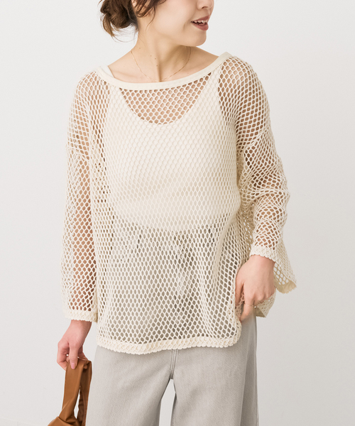 Spick & Span(スピックアンドスパン)の「《追加》ACASAM / アカサム メッシュプルオーバー(Tシャツ/カットソー・レディース・カーキ/アイボリー・FREE)」の8枚目の写真