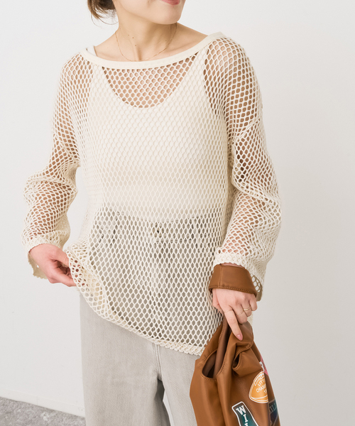 Spick & Span(スピックアンドスパン)の「《追加》ACASAM / アカサム メッシュプルオーバー(Tシャツ/カットソー・レディース・カーキ/アイボリー・FREE)」の9枚目の写真